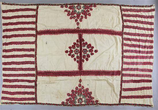 A late 19th century silk and cotton Caucasian Suzani 7ft x 4ft 5in.